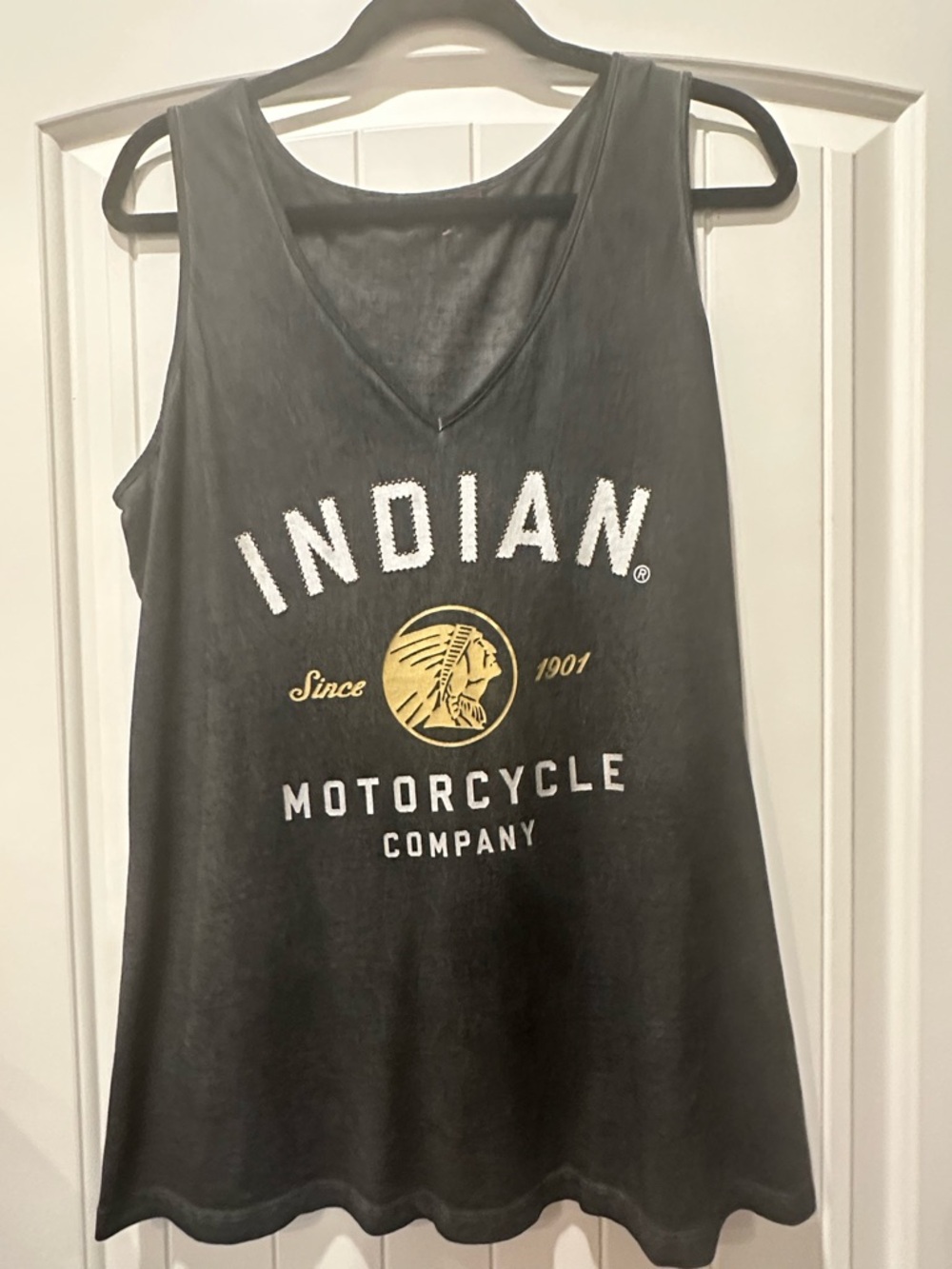 INDIAN MOTORCYCLE BRAND WOMEN’S GREY WASHED METALLIC TANK. XL